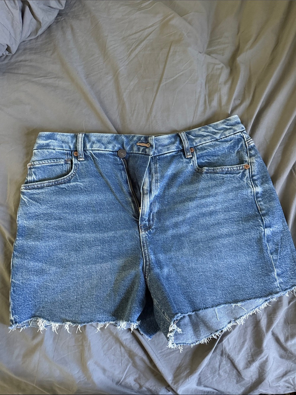 AE Classic High-Waist Denim Shorts in Blue